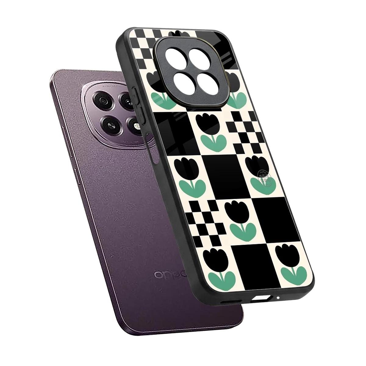 Minimalistic Flower Pattern sleek oppo f29 5g cover with tempered glass back and TPU edges