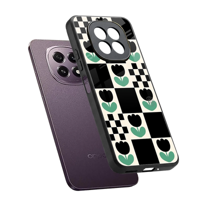 Minimalistic Flower Pattern sleek oppo f29 5g cover with tempered glass back and TPU edges