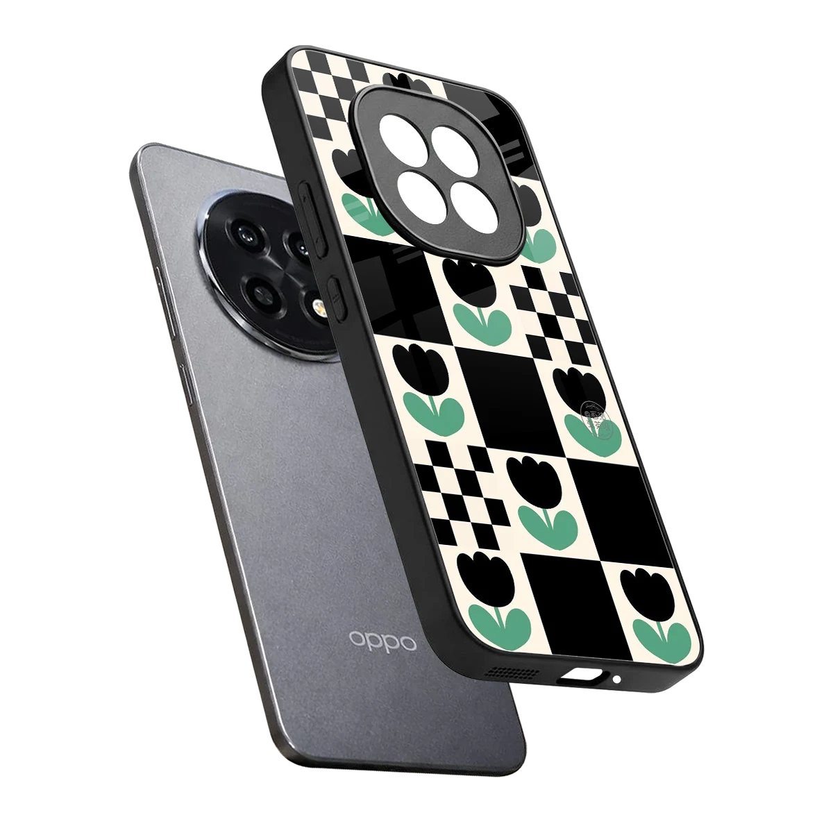 Minimalistic Flower Pattern sleek oppo f29 pro 5g cover with tempered glass back and TPU edges