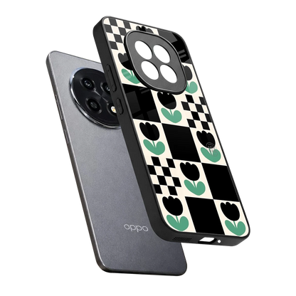 Minimalistic Flower Pattern sleek oppo f29 pro 5g cover with tempered glass back and TPU edges