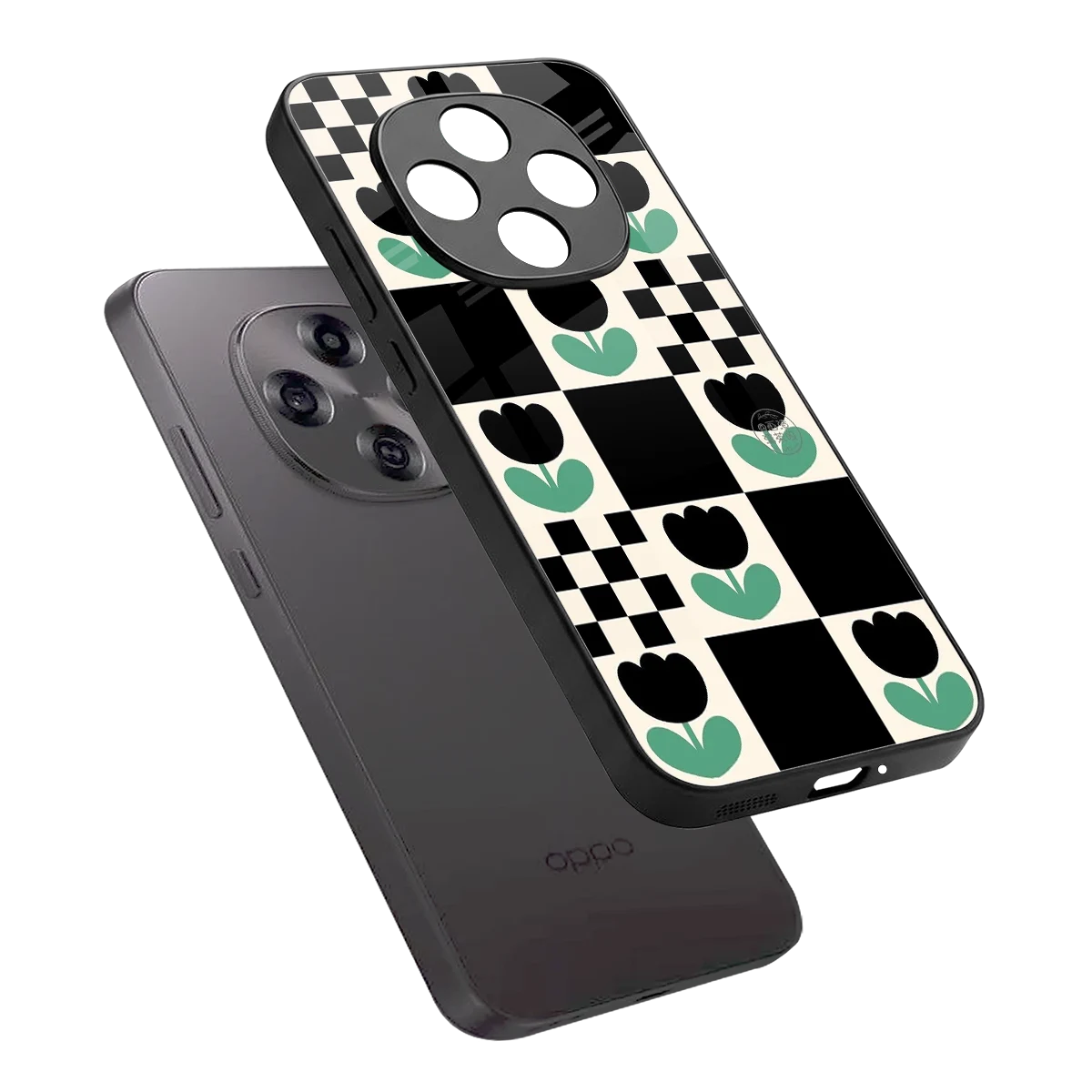 Minimalistic Flower Pattern sleek oppo f31 pro 5g cover with tempered glass back and TPU edges