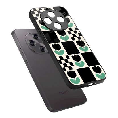 Minimalistic Flower Pattern sleek oppo f31 pro 5g cover with tempered glass back and TPU edges