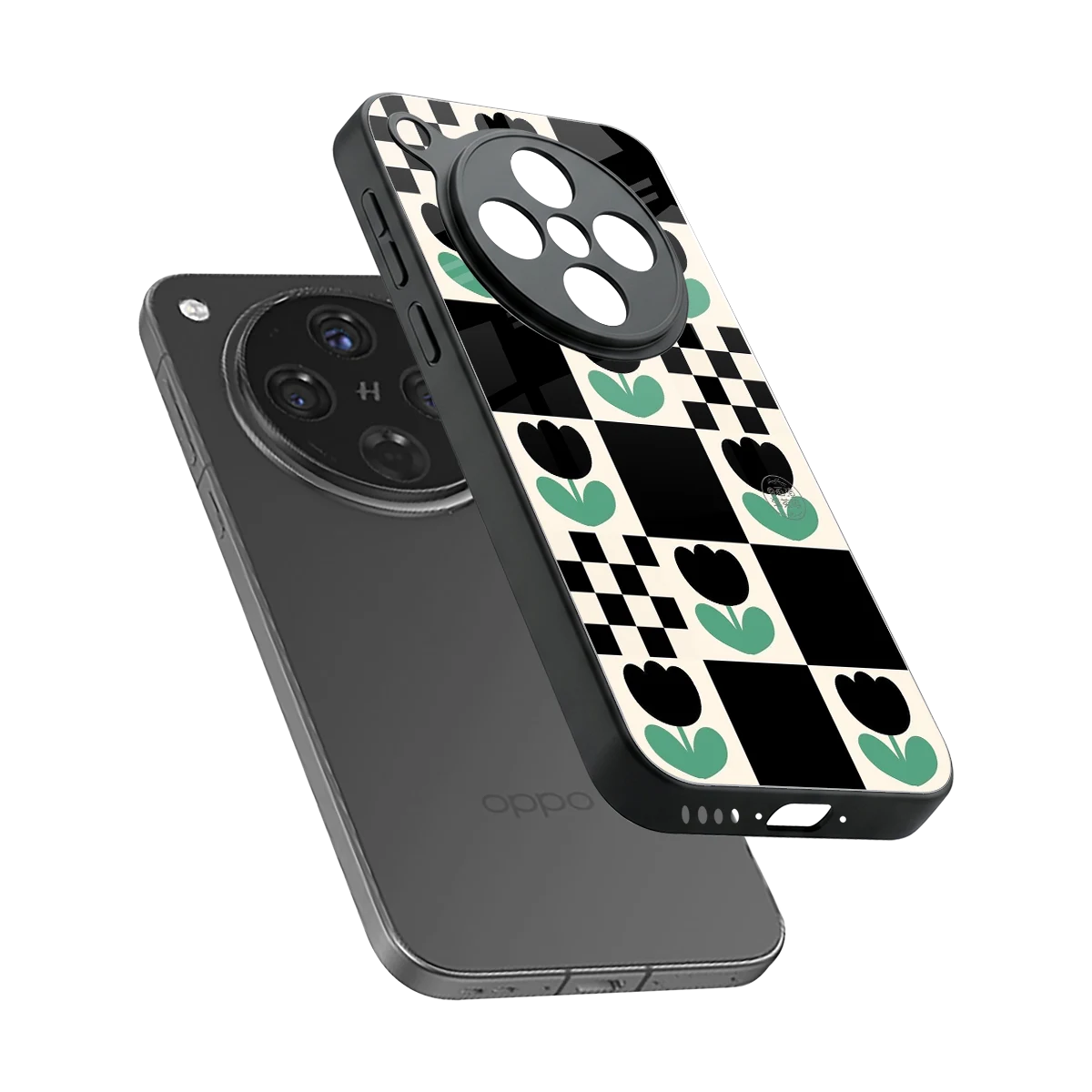 Minimalistic Flower Pattern sleek oppo find x8 cover with tempered glass back and TPU edges