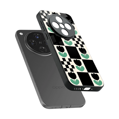 Minimalistic Flower Pattern sleek oppo find x8 cover with tempered glass back and TPU edges
