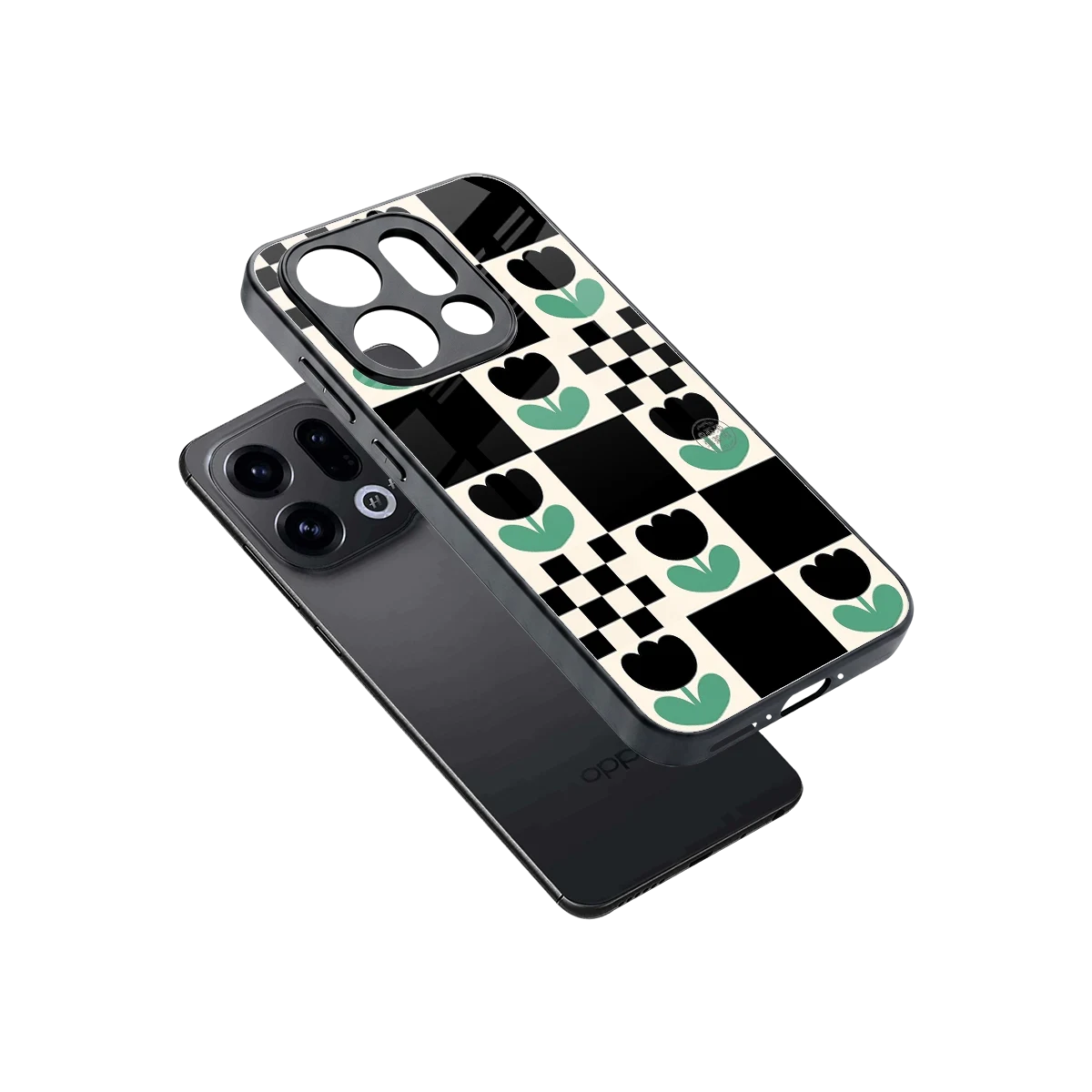 Minimalistic Flower Pattern sleek oppo find x9 cover with tempered glass back and TPU edges