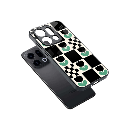 Minimalistic Flower Pattern sleek oppo find x9 cover with tempered glass back and TPU edges