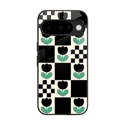 Minimalistic Flower Pattern back phone cover | glass case for google pixel 10