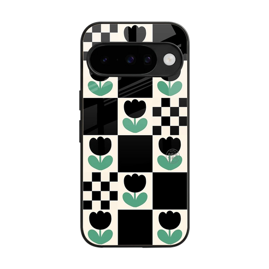 Minimalistic Flower Pattern back phone cover | glass case for google pixel 10