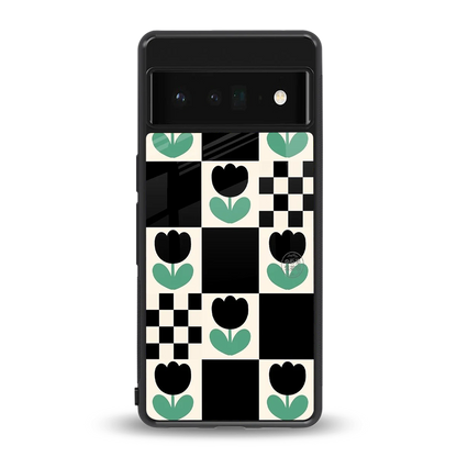 Minimalistic Flower Pattern back phone cover | glass case for google pixel 6 pro
