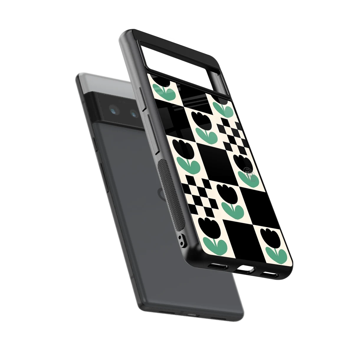 Minimalistic Flower Pattern sleek google pixel 6 pro cover with tempered glass back and TPU edges