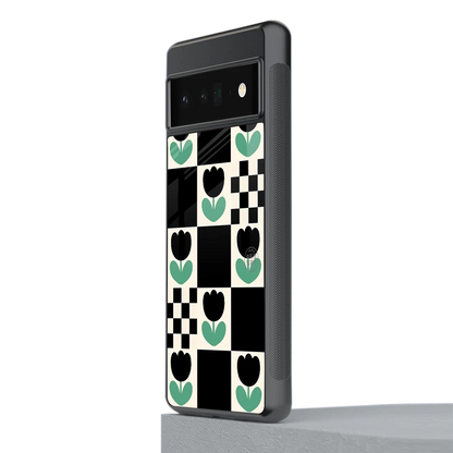 Minimalistic Flower Pattern stylish phone case for google pixel 6 pro | glossy glass and slim fit