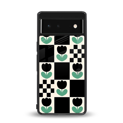 Minimalistic Flower Pattern back phone cover | glass case for google pixel 6a