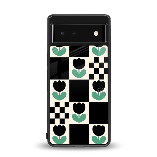 Minimalistic Flower Pattern back phone cover | glass case for google pixel 6a