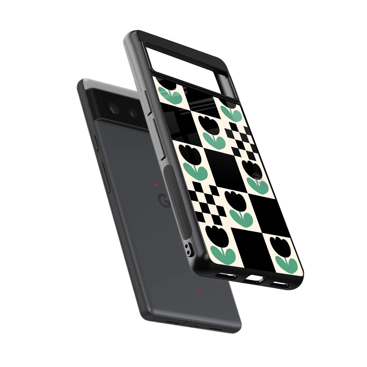 Minimalistic Flower Pattern sleek google pixel 6a cover with tempered glass back and TPU edges