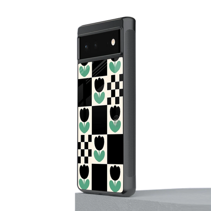 Minimalistic Flower Pattern stylish phone case for google pixel 6a | glossy glass and slim fit