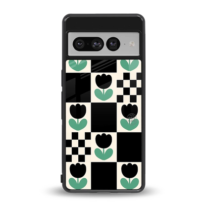 Minimalistic Flower Pattern back phone cover | glass case for google pixel 7 pro