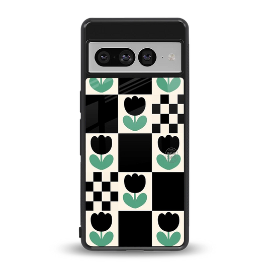 Minimalistic Flower Pattern back phone cover | glass case for google pixel 7 pro