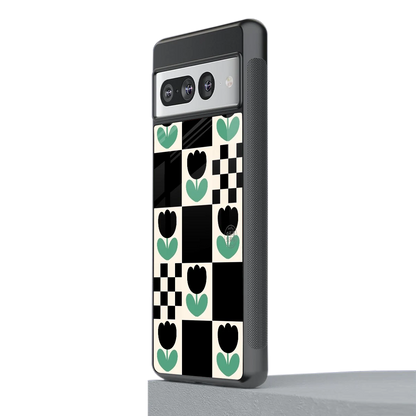 Minimalistic Flower Pattern stylish phone case for google pixel 7 pro | glossy glass and slim fit
