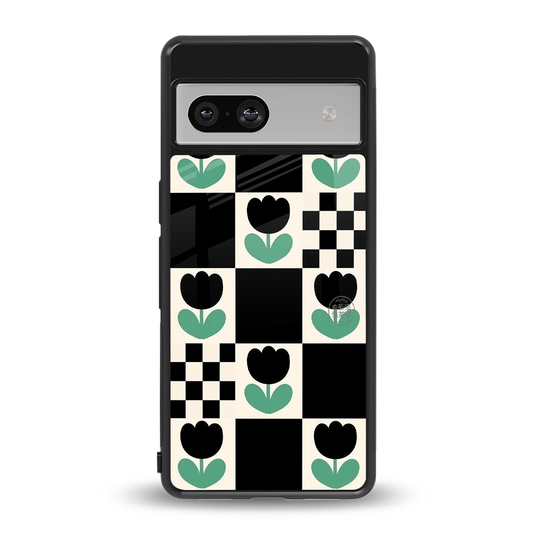 Minimalistic Flower Pattern back phone cover | glass case for google pixel 7a