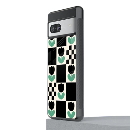Minimalistic Flower Pattern stylish phone case for google pixel 7 | glossy glass and slim fit