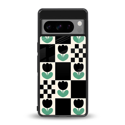 Minimalistic Flower Pattern back phone cover | glass case for google pixel 8 pro