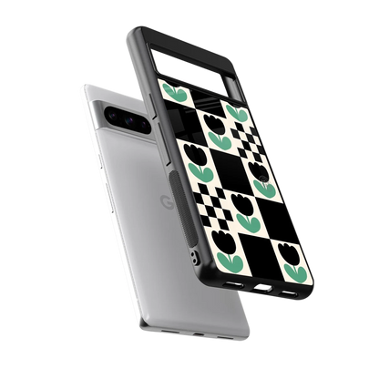 Minimalistic Flower Pattern sleek google pixel 8 pro cover with tempered glass back and TPU edges