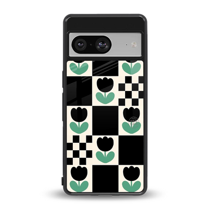 Minimalistic Flower Pattern back phone cover | glass case for google pixel 8