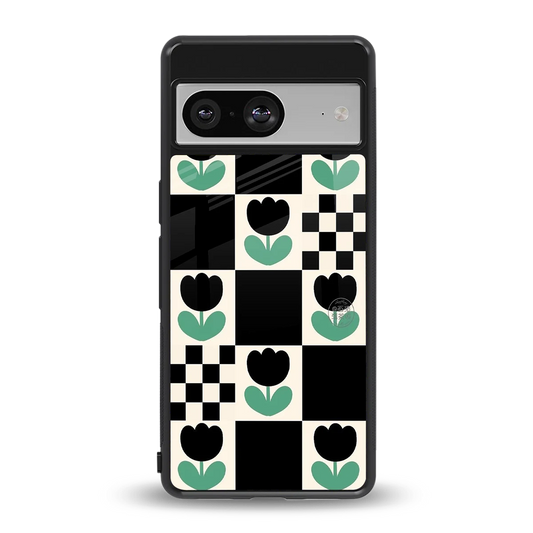 Minimalistic Flower Pattern back phone cover | glass case for google pixel 8