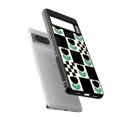 Minimalistic Flower Pattern sleek google pixel 8 cover with tempered glass back and TPU edges
