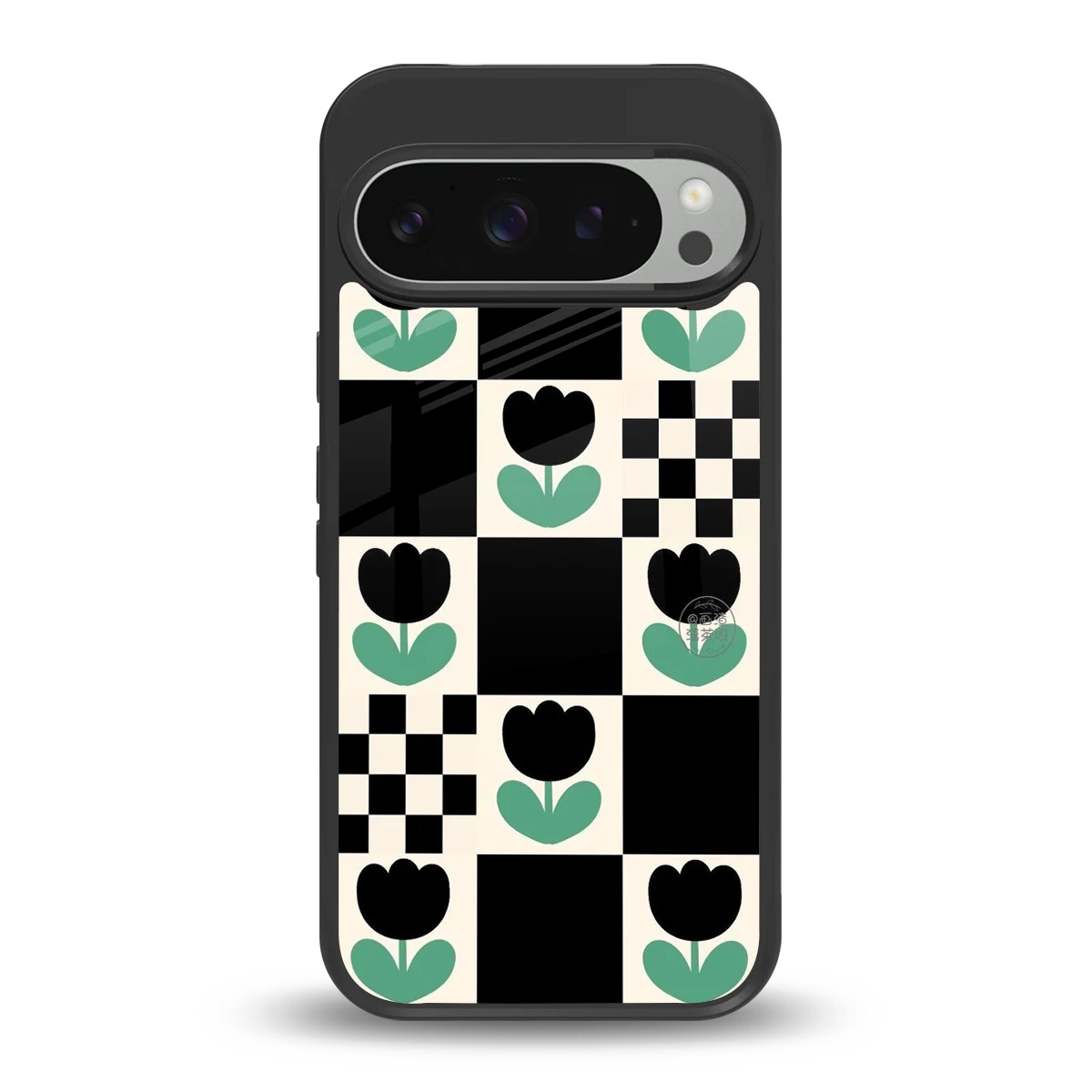 Minimalistic Flower Pattern back phone cover | glass case for google pixel 9 pro