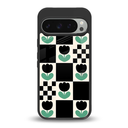 Minimalistic Flower Pattern back phone cover | glass case for google pixel 9 pro
