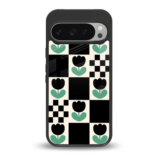 Minimalistic Flower Pattern back phone cover | glass case for google pixel 9 pro
