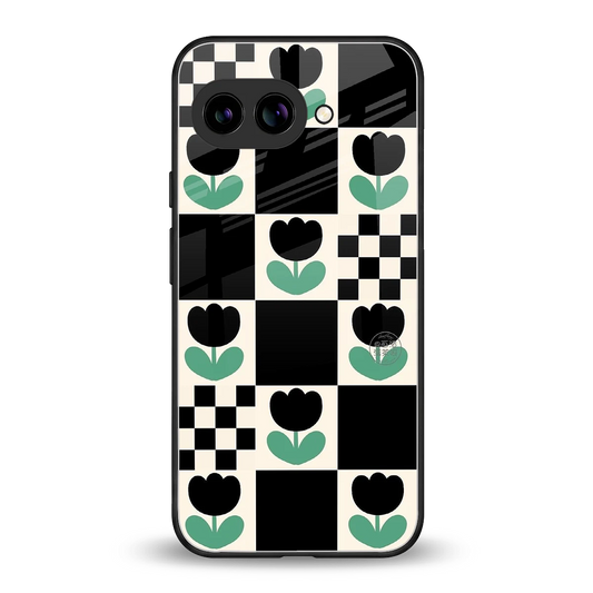Minimalistic Flower Pattern back phone cover | glass case for google pixel 9a