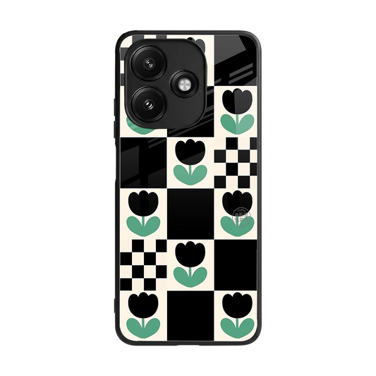Minimalistic Flower Pattern back phone cover | glass case for redmi 12 5g