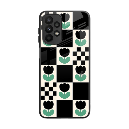 Minimalistic Flower Pattern back phone cover | glass case for samsung galaxy a23