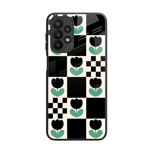 Minimalistic Flower Pattern back phone cover | glass case for samsung galaxy a23