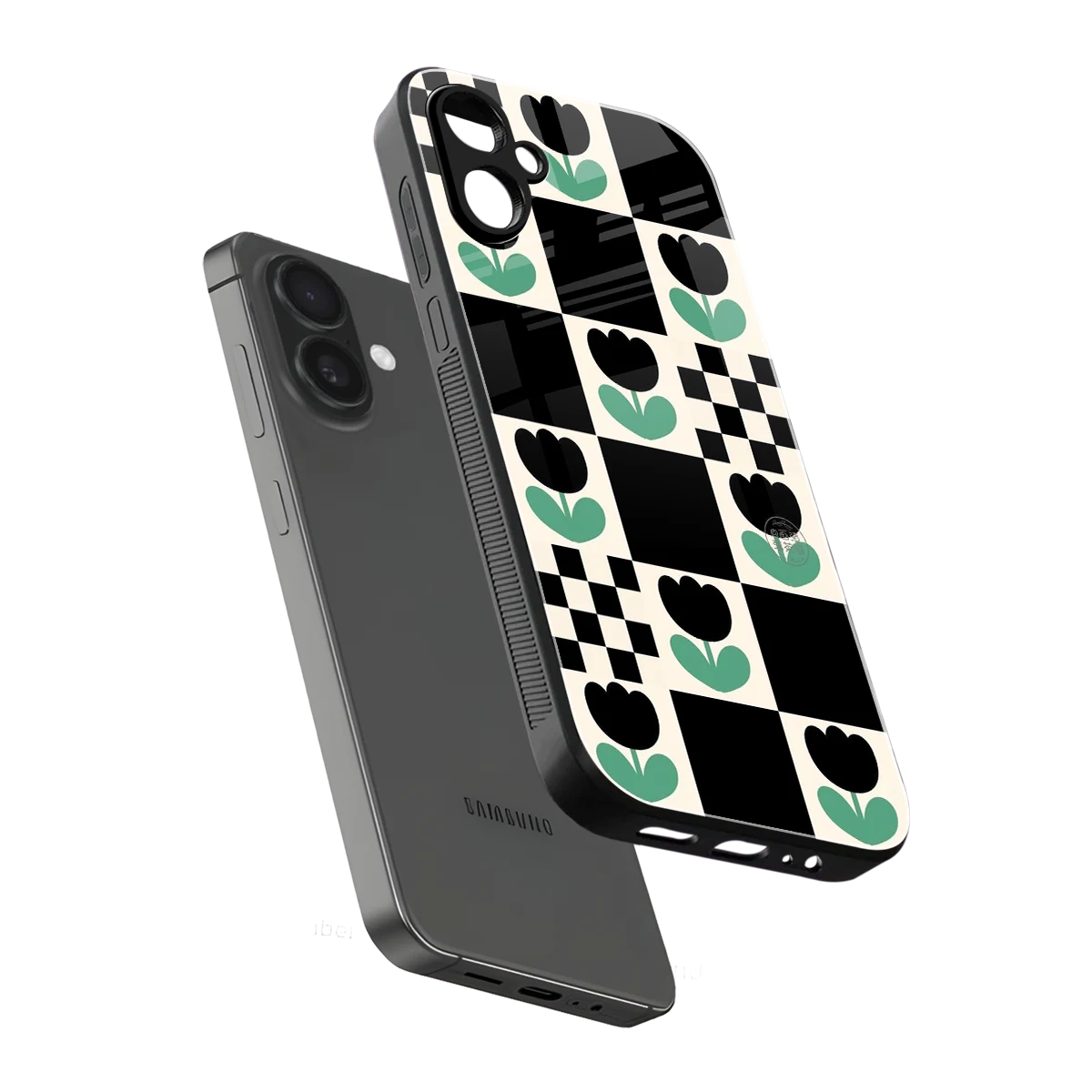 Minimalistic Flower Pattern sleek samsung galaxy a06 5g cover with tempered glass back and TPU edges