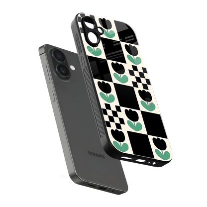 Minimalistic Flower Pattern sleek samsung galaxy a06 5g cover with tempered glass back and TPU edges
