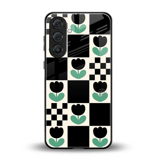 Minimalistic Flower Pattern back phone cover | glass case for samsung galaxy m35 5g