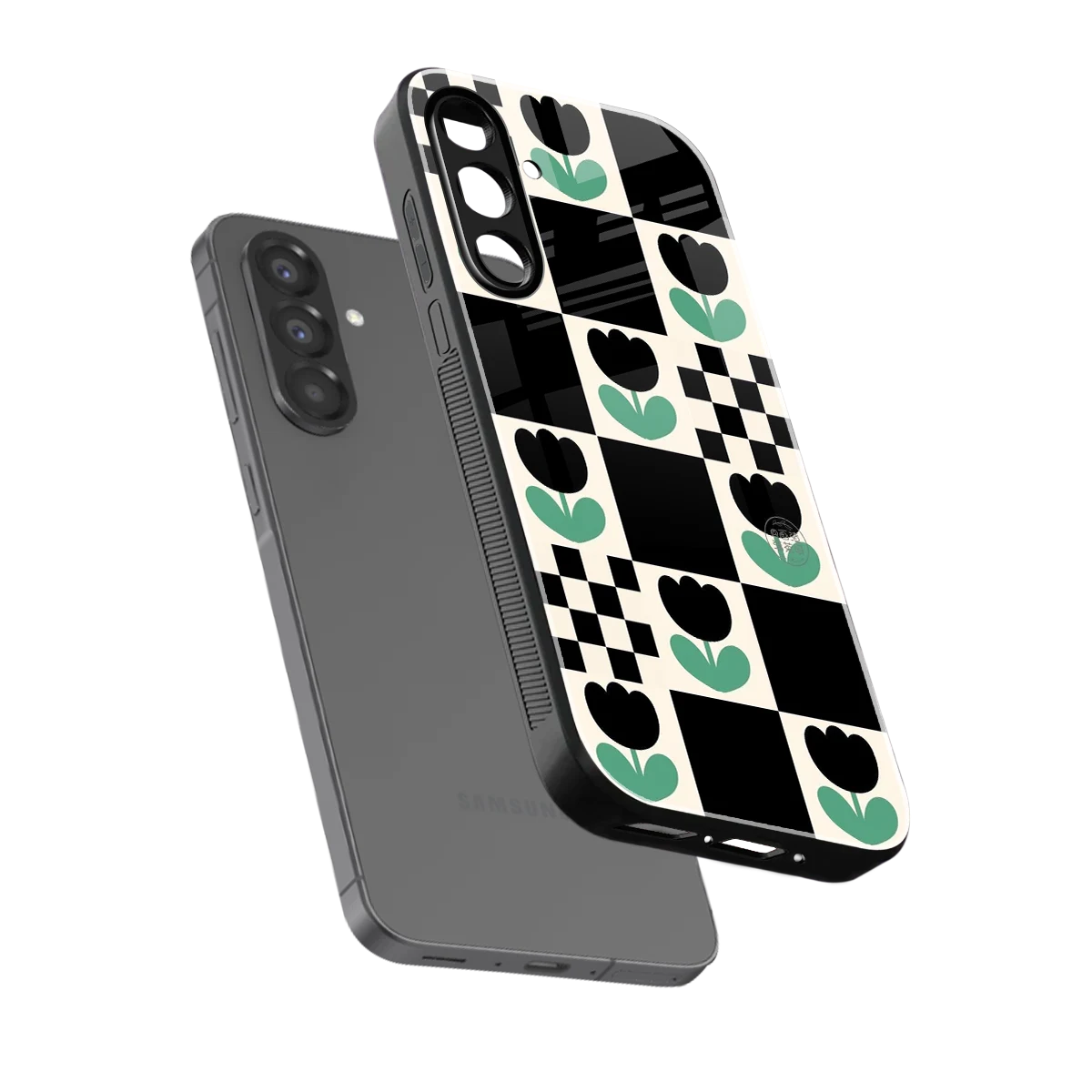 Minimalistic Flower Pattern sleek samsung galaxy a17 5g cover with tempered glass back and TPU edges