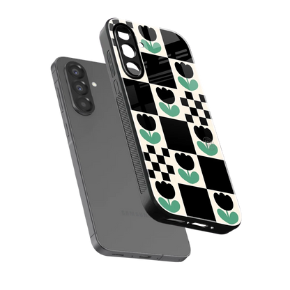 Minimalistic Flower Pattern sleek samsung galaxy a17 5g cover with tempered glass back and TPU edges
