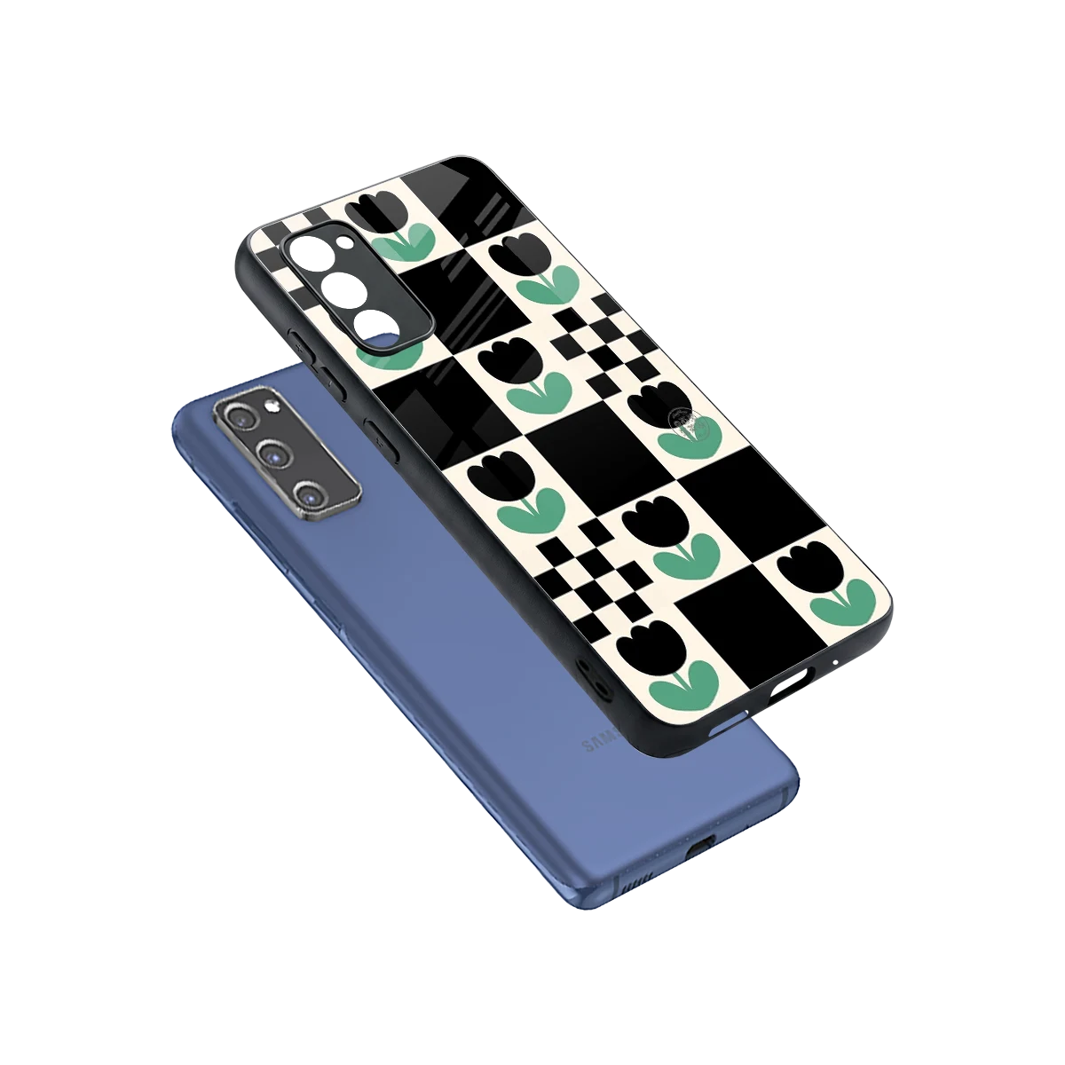 Minimalistic Flower Pattern sleek samsung galaxy s20 fe cover with tempered glass back and TPU edges