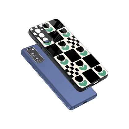 Minimalistic Flower Pattern sleek samsung galaxy s20 fe cover with tempered glass back and TPU edges