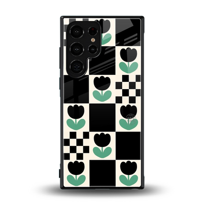 Minimalistic Flower Pattern back phone cover | glass case for samsung galaxy s23 ultra