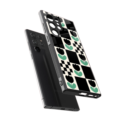 Minimalistic Flower Pattern sleek samsung galaxy s24 ultra cover with tempered glass back and TPU edges
