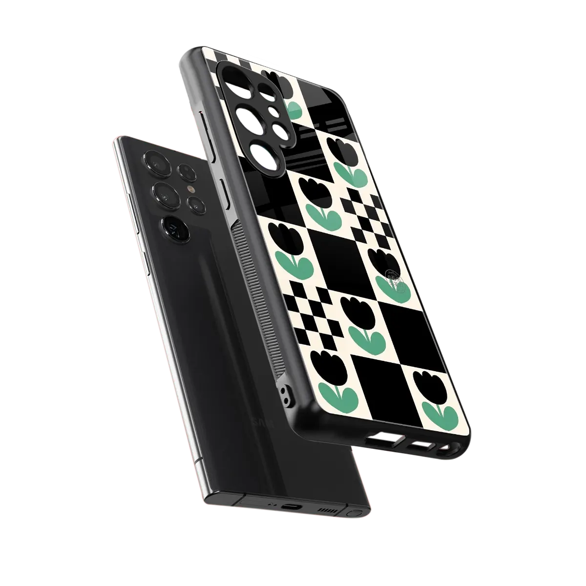 Minimalistic Flower Pattern sleek samsung galaxy s25 ultra cover with tempered glass back and TPU edges