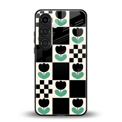 Minimalistic Flower Pattern back phone cover | glass case for samsung galaxy s24 plus