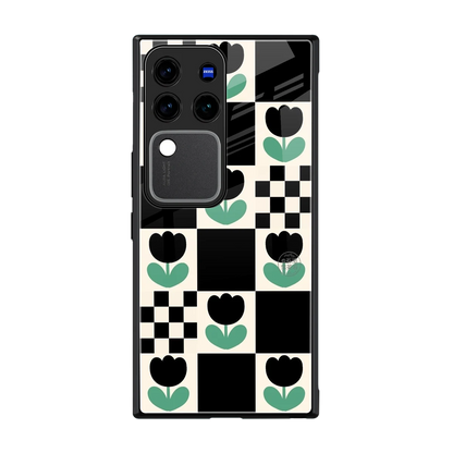 Minimalistic Flower Pattern back phone cover | glass case forvivo v30 pro