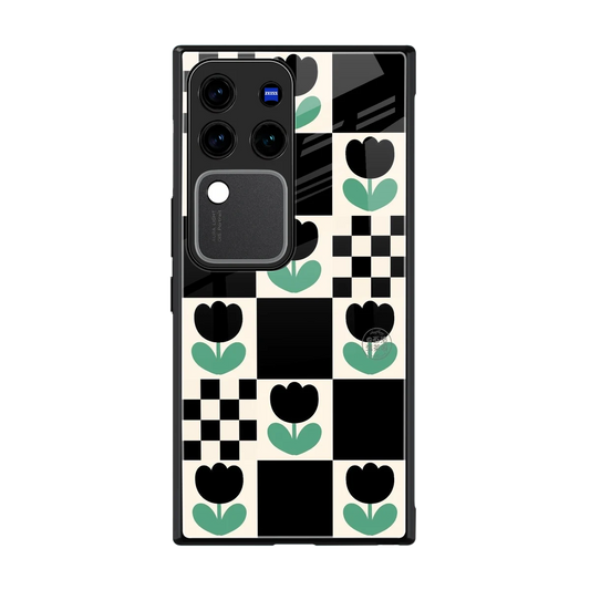 Minimalistic Flower Pattern back phone cover | glass case forvivo v30 pro