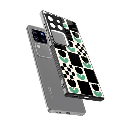 Minimalistic Flower Pattern sleekvivo v30 pro cover with tempered glass back and TPU edges
